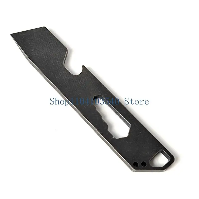 02DC Thin Pocket Pry Bar Utility Tool with Fine Machined Surfaces, Integrated Keyring Holes, Pry Tip, Bottle Opener, and Wrench