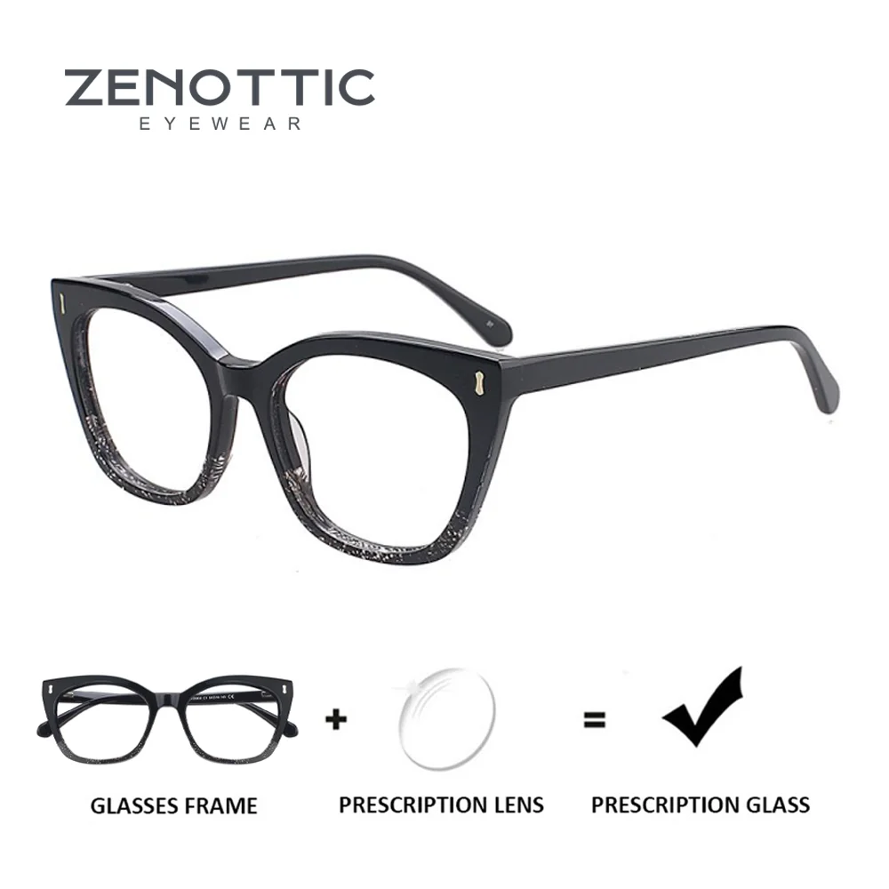 

ZENOTTIC Fashion Acetate Cat Eye Prescription Glasses for Women Photochromic Optical Eyeglasses Progressive/Myopia Eyewear