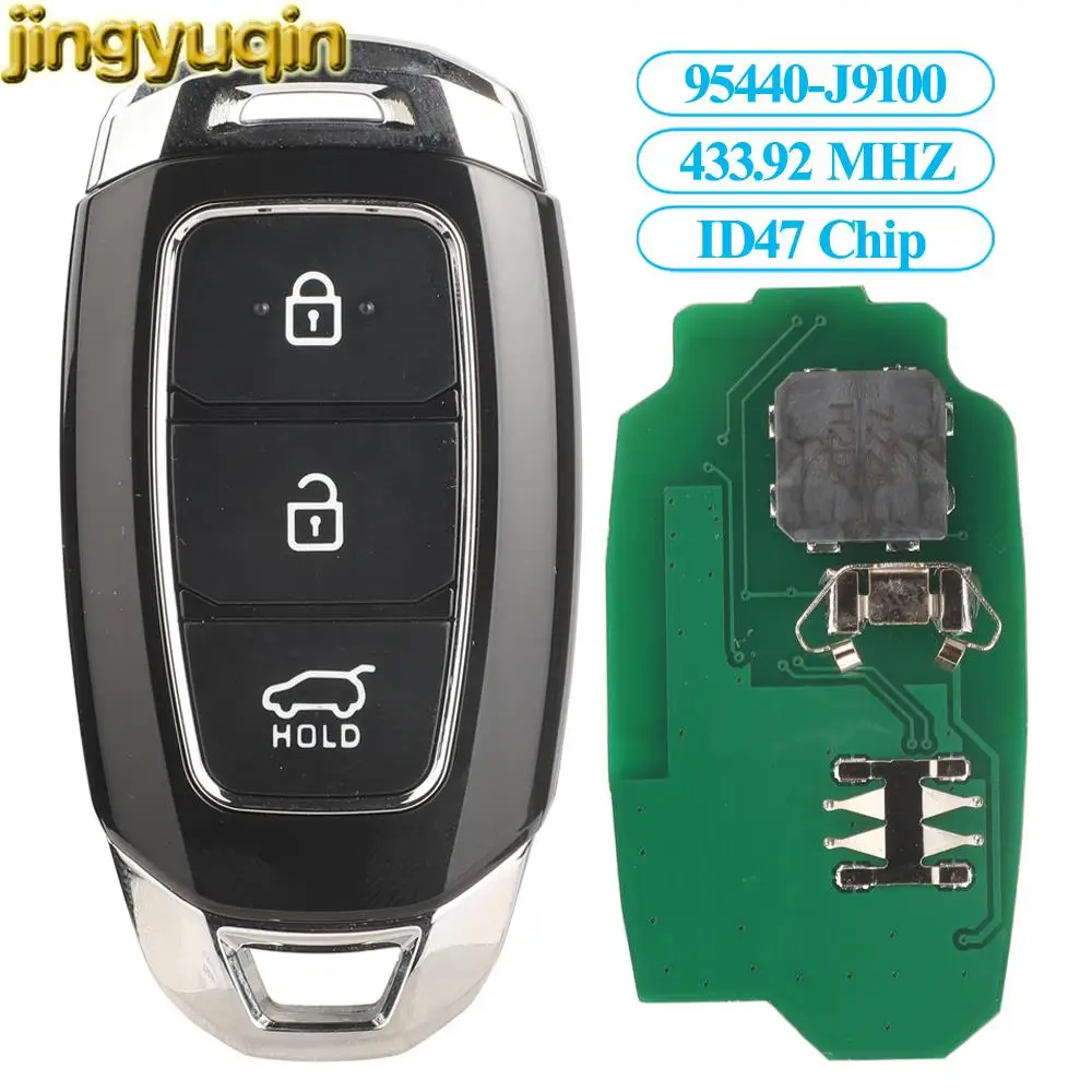 

Jingyuqin 3 Buttons Remote Car Key Fob 433.92MHz ID47 Chip For Hyundai Kona 2018 95440-J9100 Smart Keyless Entry