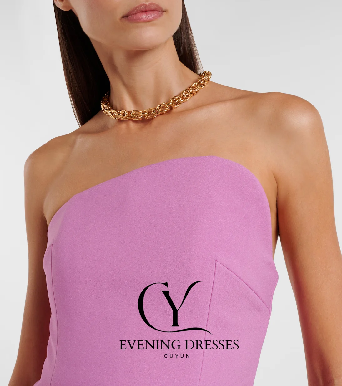 CUYUN Strapless Pleated Long Prom Dresses Women A Line Elegant Evening Gown Customized Birthday Party Dresses Formal Event