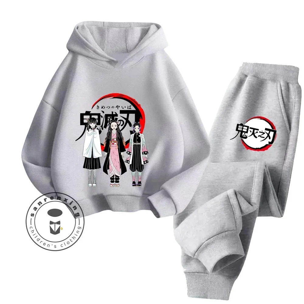 

Cartoon Demon Slayer Long Sleeve Fashionable Streetwear Suitable for Kids Age 3-14 Spring Autumn Casual Style Hoodie Sports Suit