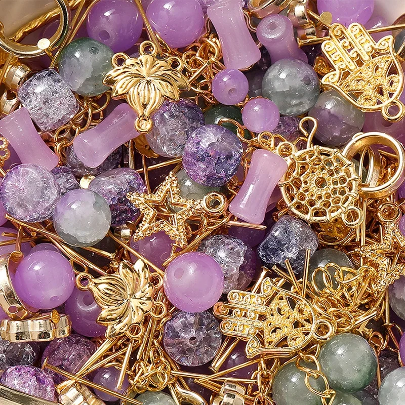 

30g/lot Mixed Glass Beads Kit Mini Crystal Spacer Beads Metal Charms for Making Bracelet Necklace Earring Jewelry DIY Crafts