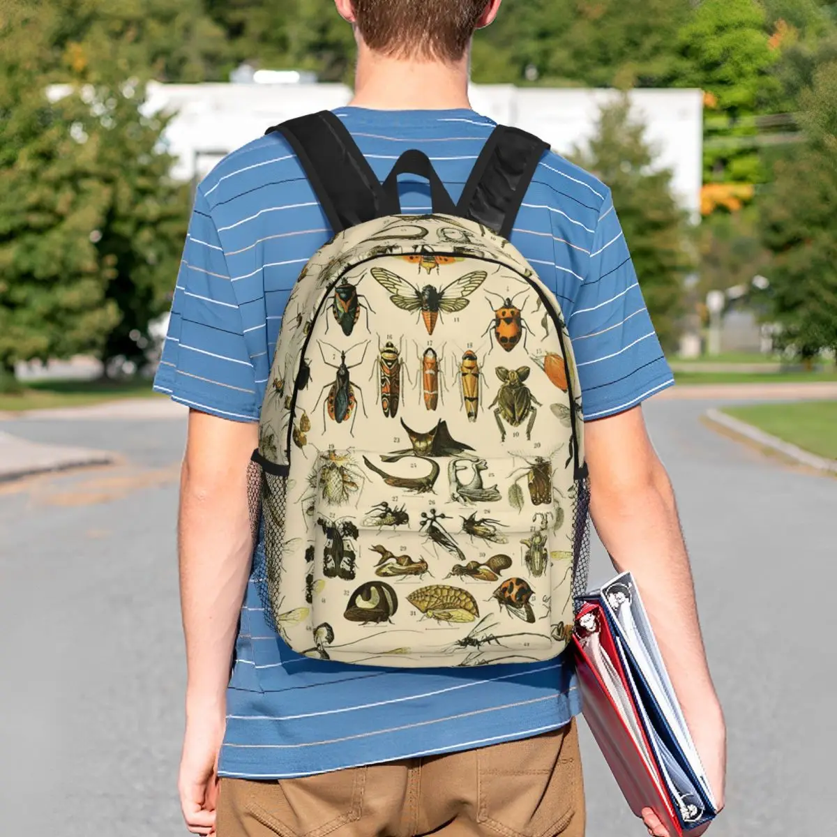 Vintage Insect Bug Themed Backpack Student BookBag Children School Bag Computer Shoulder Bags for Men Women