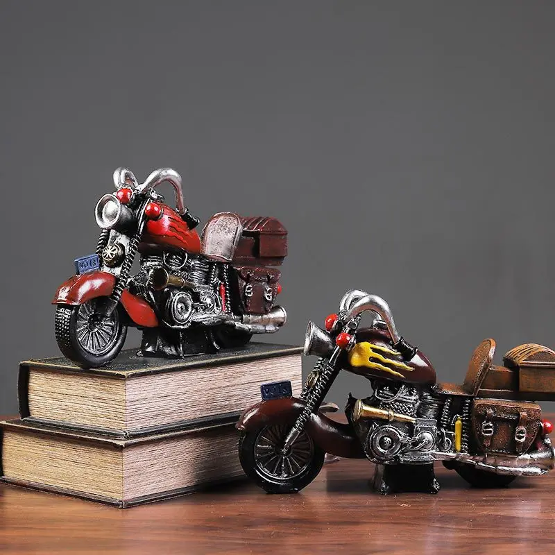 

Vintage Old Finish Retro Motorcycle Resin Crafts Model Display Decoration Stores Restaurants Libraries Men Gift