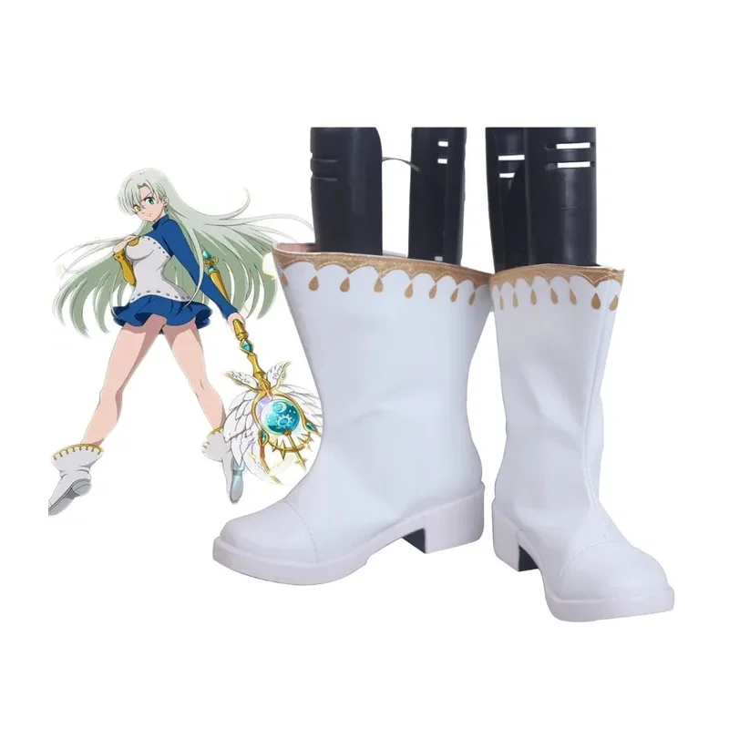 Elizabeth Liones Boots Cosplay The Seven Deadly Sins 2 Elizabeth Liones Cosplay Boots White Shoes Custom Made Any Size