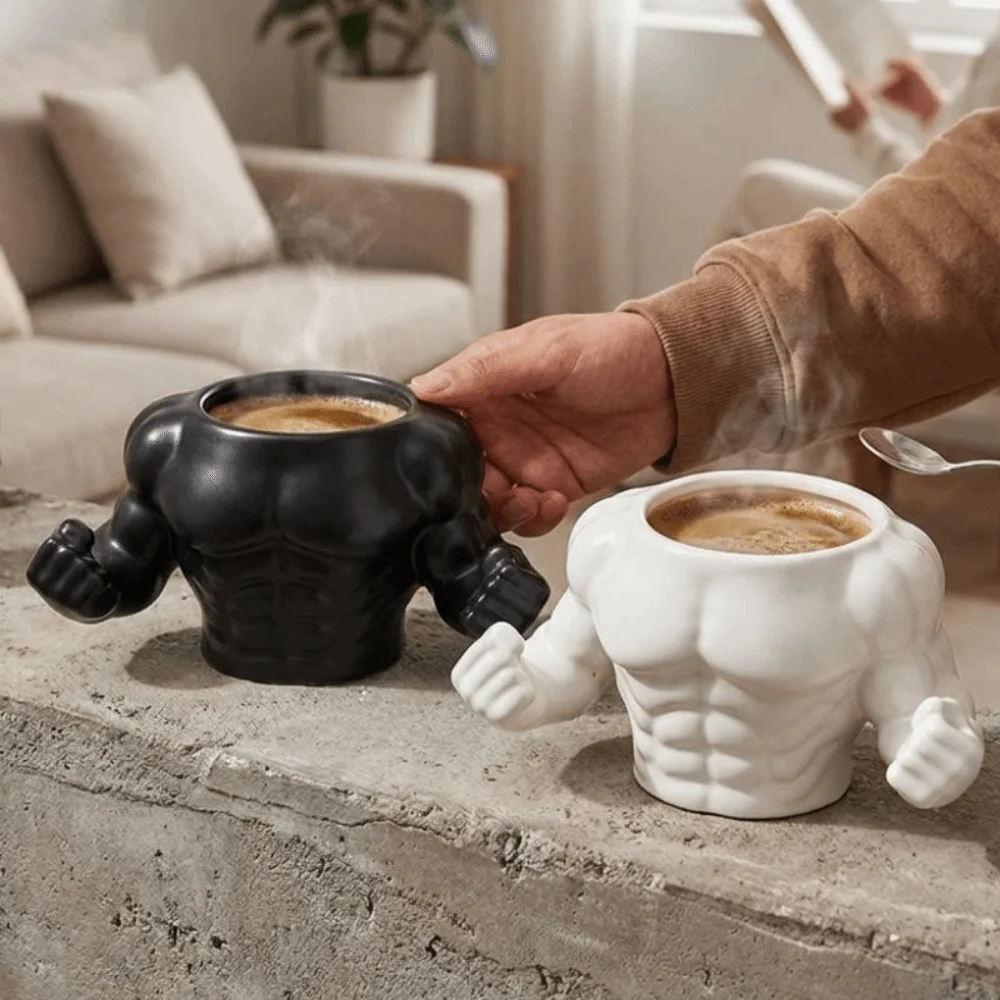 

Durable Funny Muscle Man Mug 400ML Capacity Uniquely Quirky Water Cup Thickened Handcrafted Ceramic Coffee Cup Birthday Gift