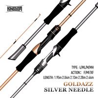 Kingdom Fishing Rod Goldazz Silver Carbon Fast Action Spinning Casting 2 Sections L/ML/M/MH Ultralight Lure Fishing Rods