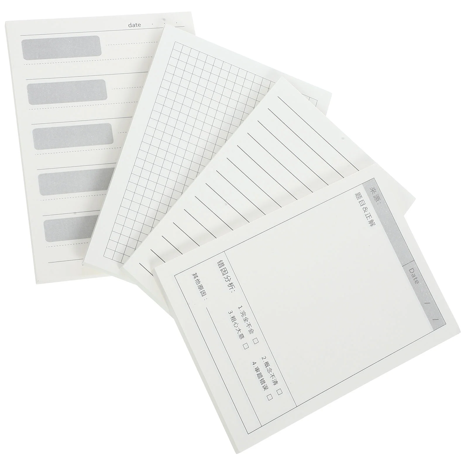 4 Pcs Student Review Pocket Notebook Pad Small Pads Tabs Adhesive Tear off Notepad Grid Multi-use