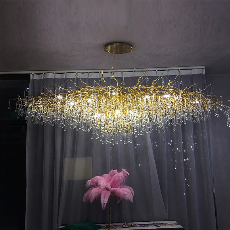 

High-end Modern Branch-shaped Modern Crystal Led Chandelier Living Room Decoration Villa Indoor Lighting Light Luxury Chandelier