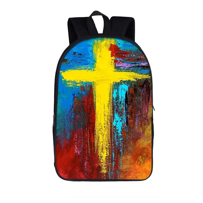 Vintage Jesus bunte Malerei Rucksack Frauen Männer lässig Reisetaschen Teenager Kinder Schult aschen Studenten Laptop Rucksack