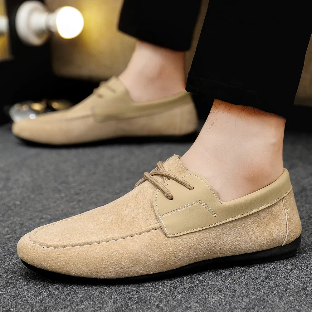 Men's Slip On Loafers Preppy Lightweight Breathable Comfort Outdoor Flats Men Non Slip Soft Sole Casual Daily Walking Shoes