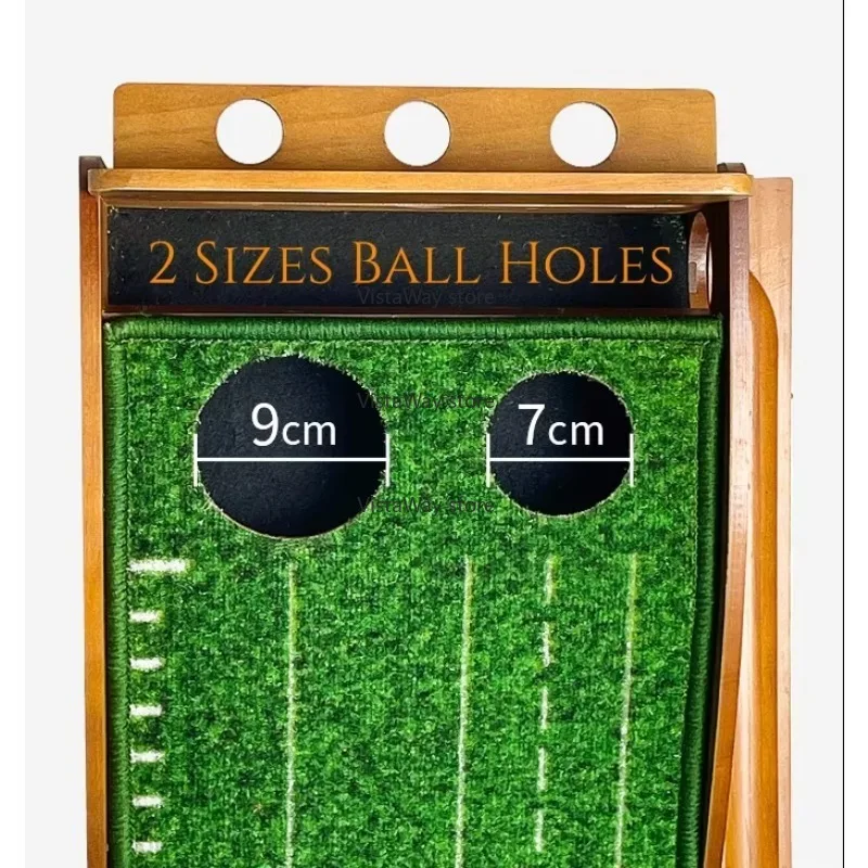 Portable Mini Golf Putting Green Mat with Automatic Ball Return Retriever Foldable Wood Plastic Base for Indoor/Outdoor Training