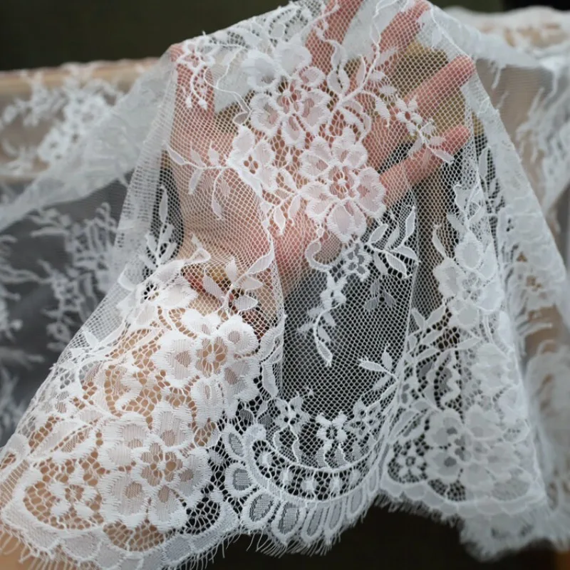3M/lot Pressed Lace Trim Fabric 1.5M Wide for Wedding Dress DIY Sewing Supplies Home Decor