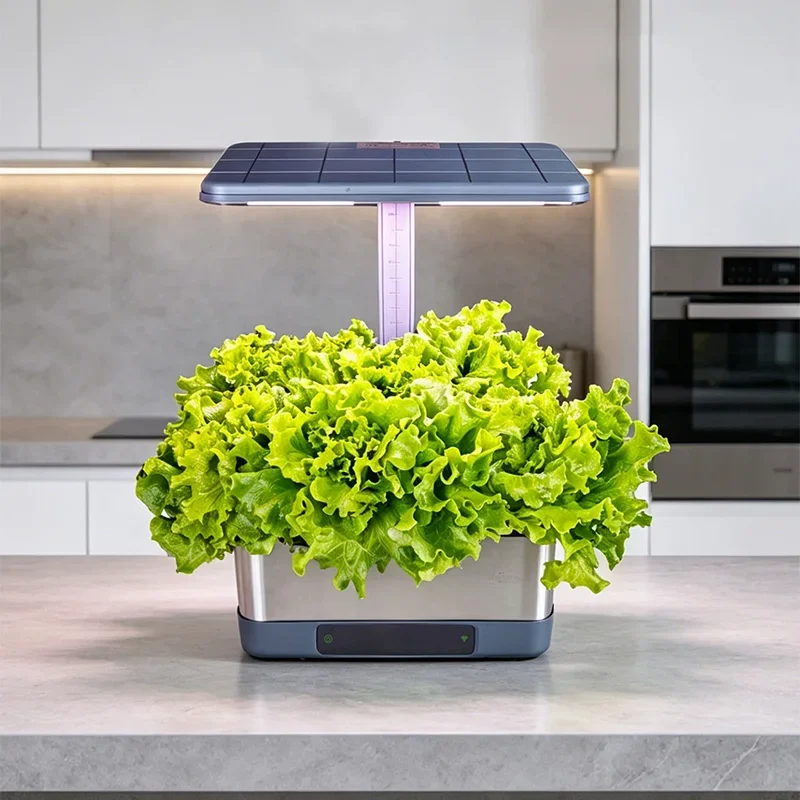 Hydroponic Growing System Kit App-Controlled Indoor Smart Herb Garden Equipped with LED Grow Lights, an Automatic Water Pump