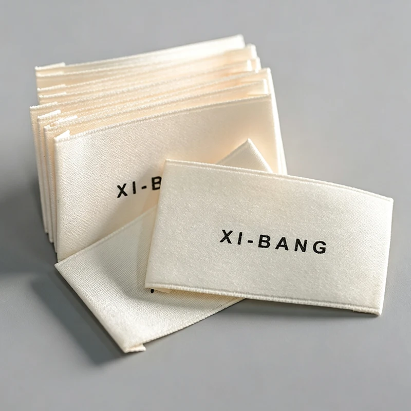 Custom Printed Clothing Labels Polycotton Fabric Soft Neck Tags For Garment Kids Apparel Logo Design Woven Labels