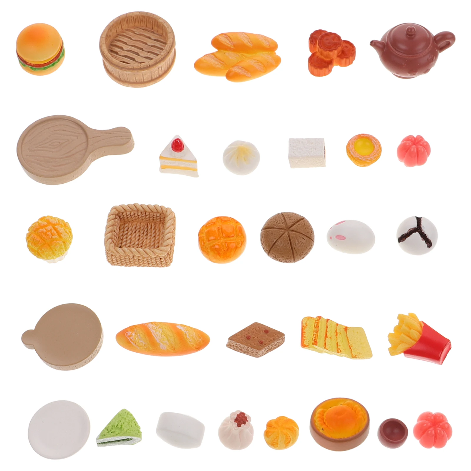 

30pcs Simulated Food Decorations Miniature House Accessories Resin Toys Lightweight Dollhouse Kitchen Scene