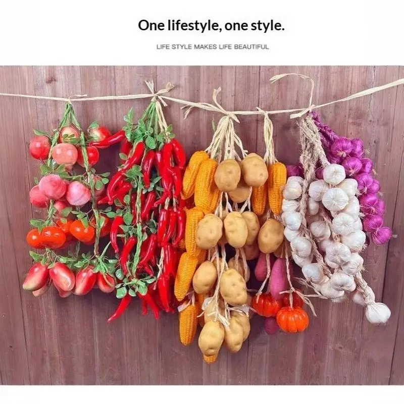 Lebensechte Künstliche Gemüse- und Obst-Strang-Anhänger 1 Bündel Falsches Lebensmittel-Modell für Küchen-Display Fotografie-Requisiten Dekoration – Detail 18