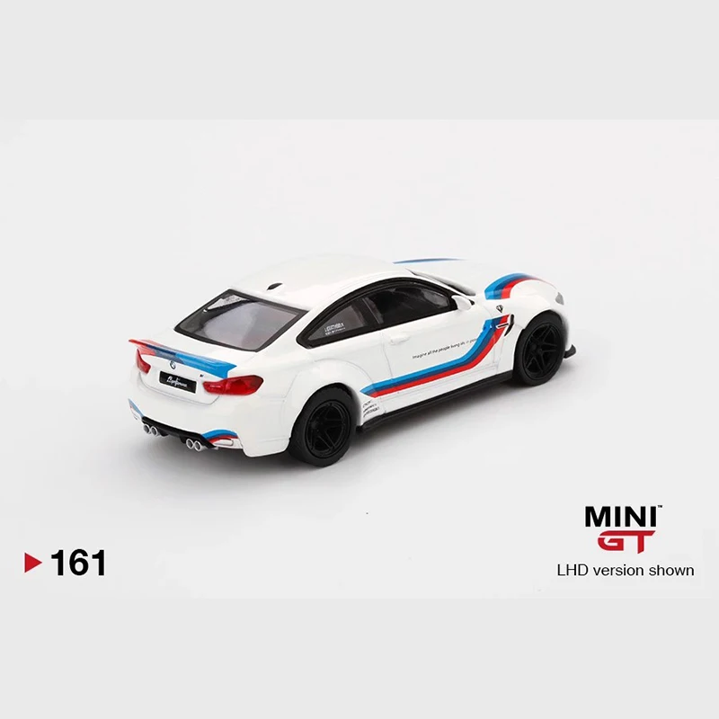 ミニアロイカーモデルgt161,ストライプ付きホワイト,1/64 lbworks bmw m4,誕生日プレゼント,部屋の飾り,男の子のコレクションのおもちゃ