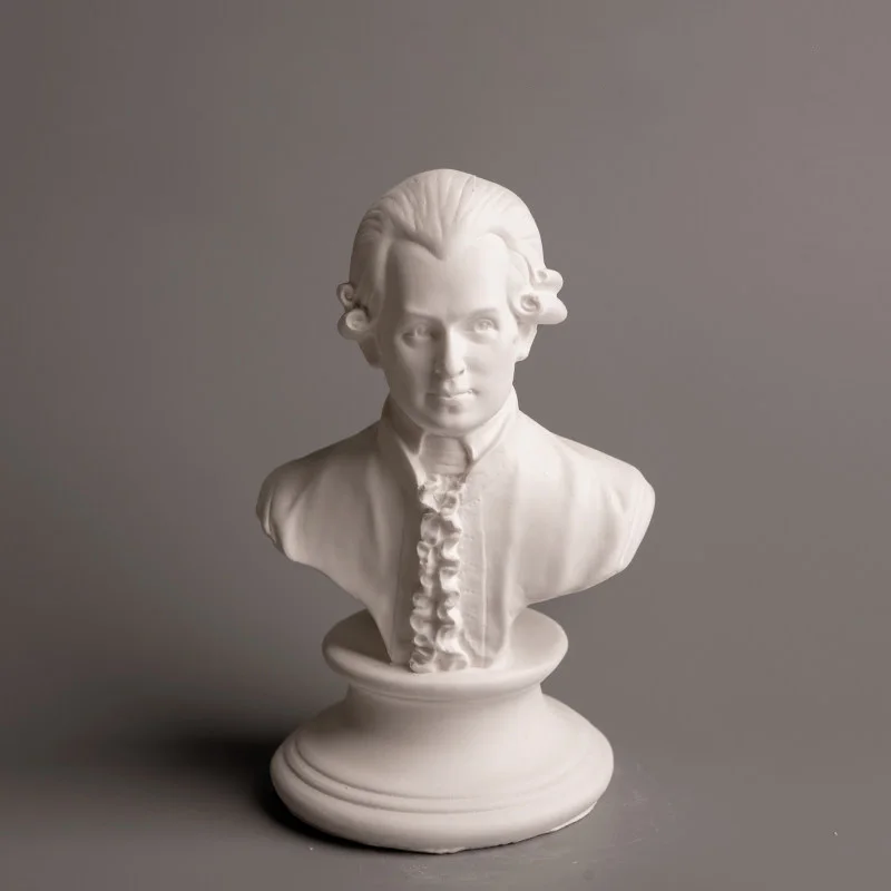 European Modern Minimalist Vintage Mozart Sculpture Figure Sketch Small Head Ornament Plaster Statue Home Decor