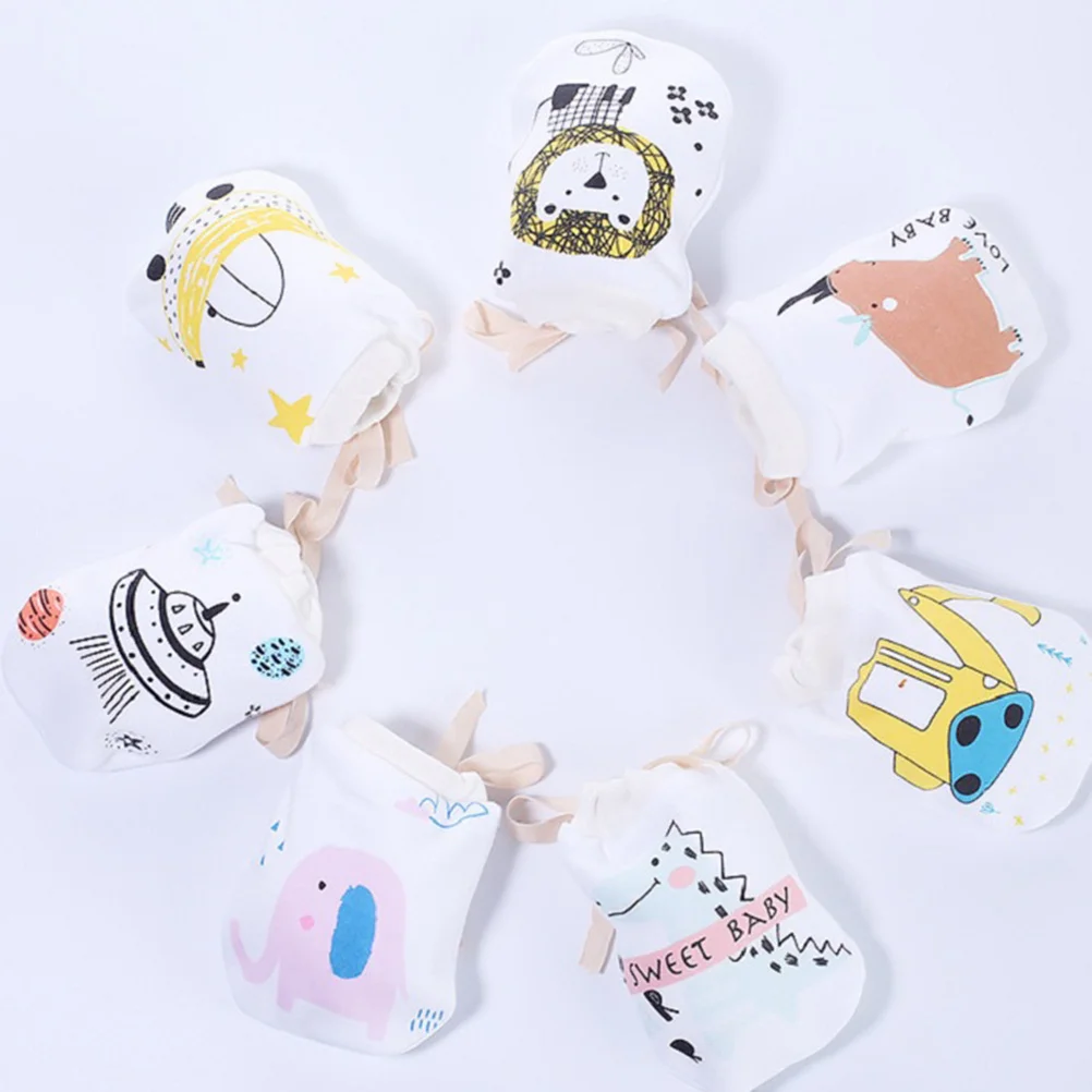 

3 пары прочных хлопковых детских перчаток, гладкие дышащие варежки с защитой от царапин для новорожденных, белые регулируемые детские перчатки