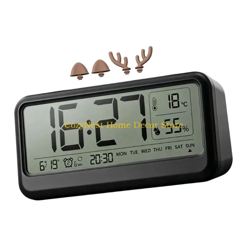 92MF Alarm Clocks for Bedroom Living Room Digital Clock Night Light Digital Alarm Clock with Day of Week Date Desk Clock
