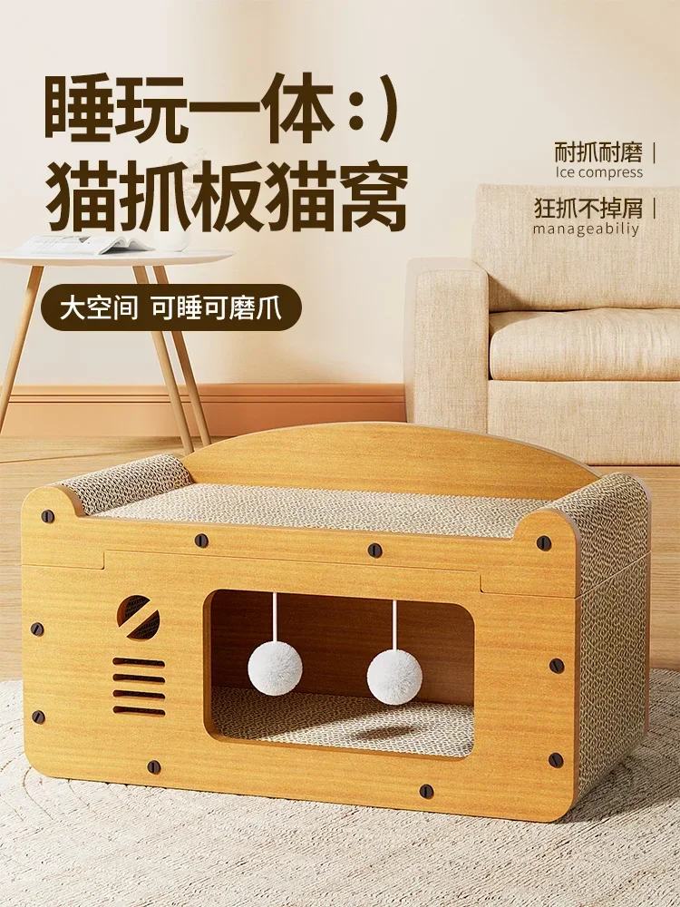 scratching board, cat litter, integrated wear-resistant cat house