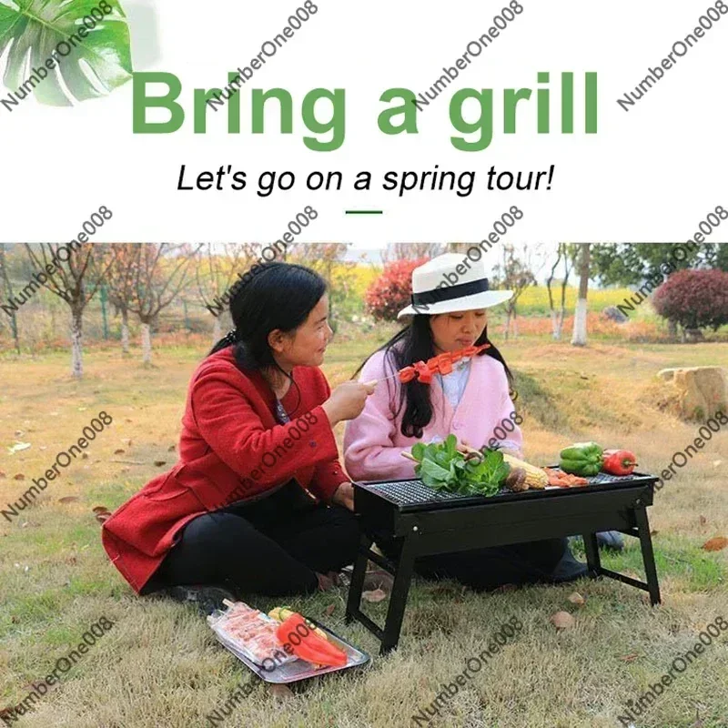 Large Portable Charcoal BBQ Grill, Foldable Barbecue Burner for Outdoor Camping Picnic, Heavy Duty Folding Grill with Legs