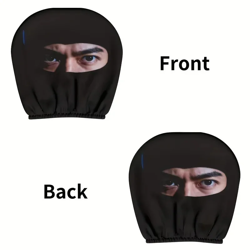 2 mysterious eyes cool mask printed car seat headrest covers | Universal size, easy to install, suitable for all seasons