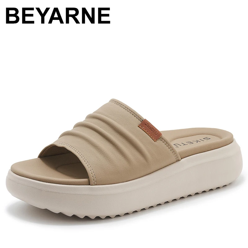 

Женские летние повседневные элегантные складные мягкие нескользящие удобные легкие пляжные тапочки из искусственной кожи на танкетке, женская римская обувь на платформе