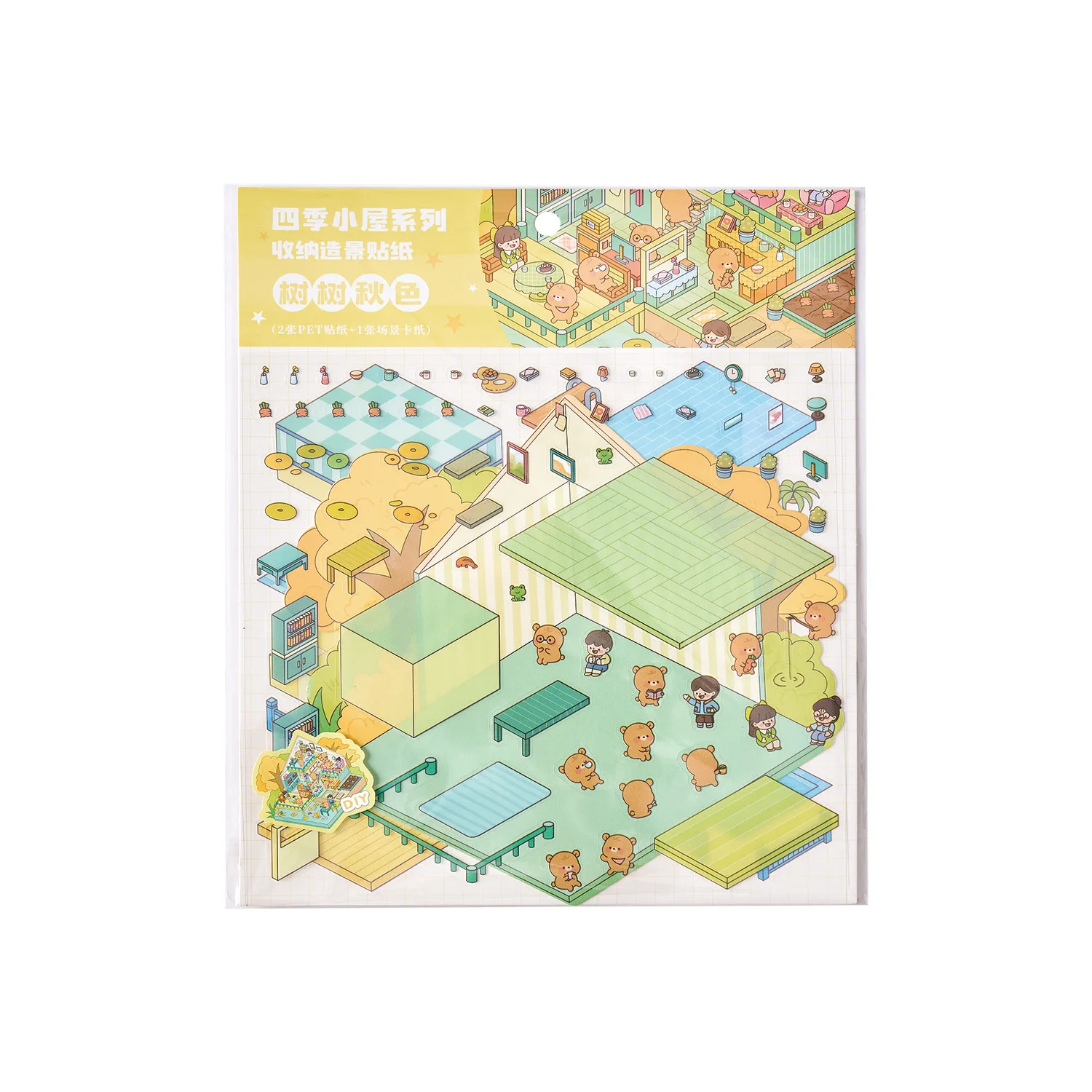 Miniature Scenes 3d Stereoscopic Modeling Stickers Four Seasons Cottage Student Handmade Decoration Material Cut Film