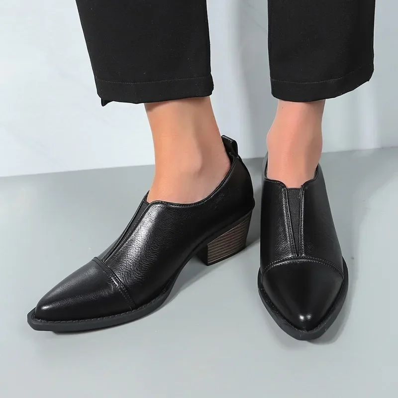 

Ladies Shoes 2024 High Quality Slip-on Women's High Heels Fashion Plus Size Office and Career Sexy Pointed Toe Solid Heels Women