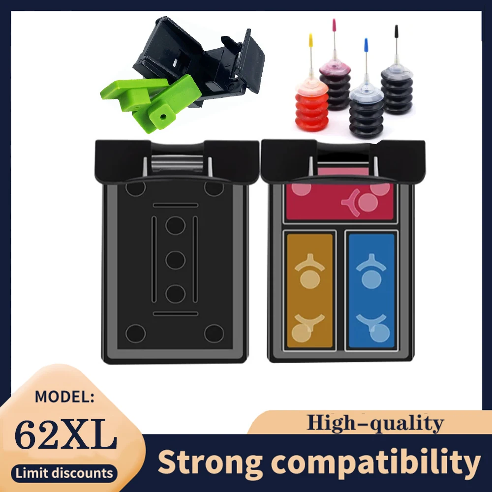 Vilaxh 62XL Ink Cartridge Compatible for HP 62 XL For HP62 Envy 5540 5640 7640 5646 5541 5740 5742 5745 200 250 7640 7644Printer