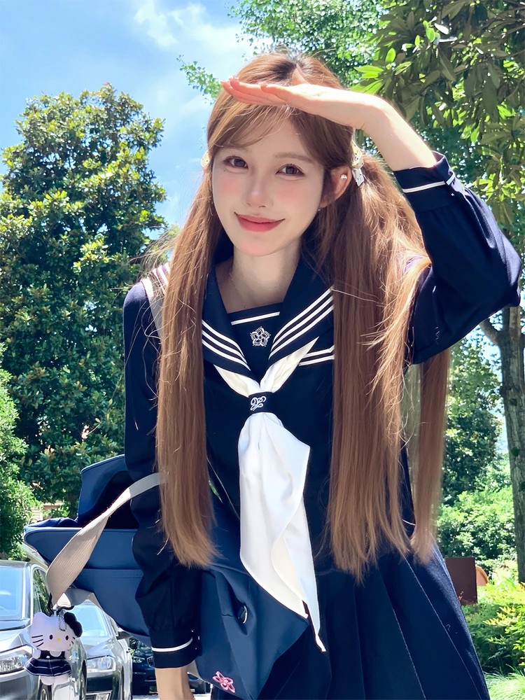 

Original Tokyo Annual Record JK Uniform Long Sleeve Navy Blue School Uniform Set Short Skirt Japanese Style Student Outfit