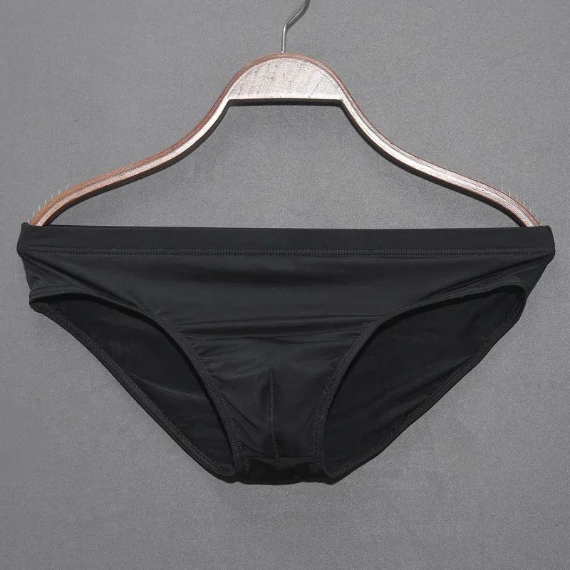 

Men Underwear Ice Silk Boxers Briefs Skin-Friendly Panties Sexy Low Waist Ultra-Thin Transparent Quick Drying Bikini Underpants