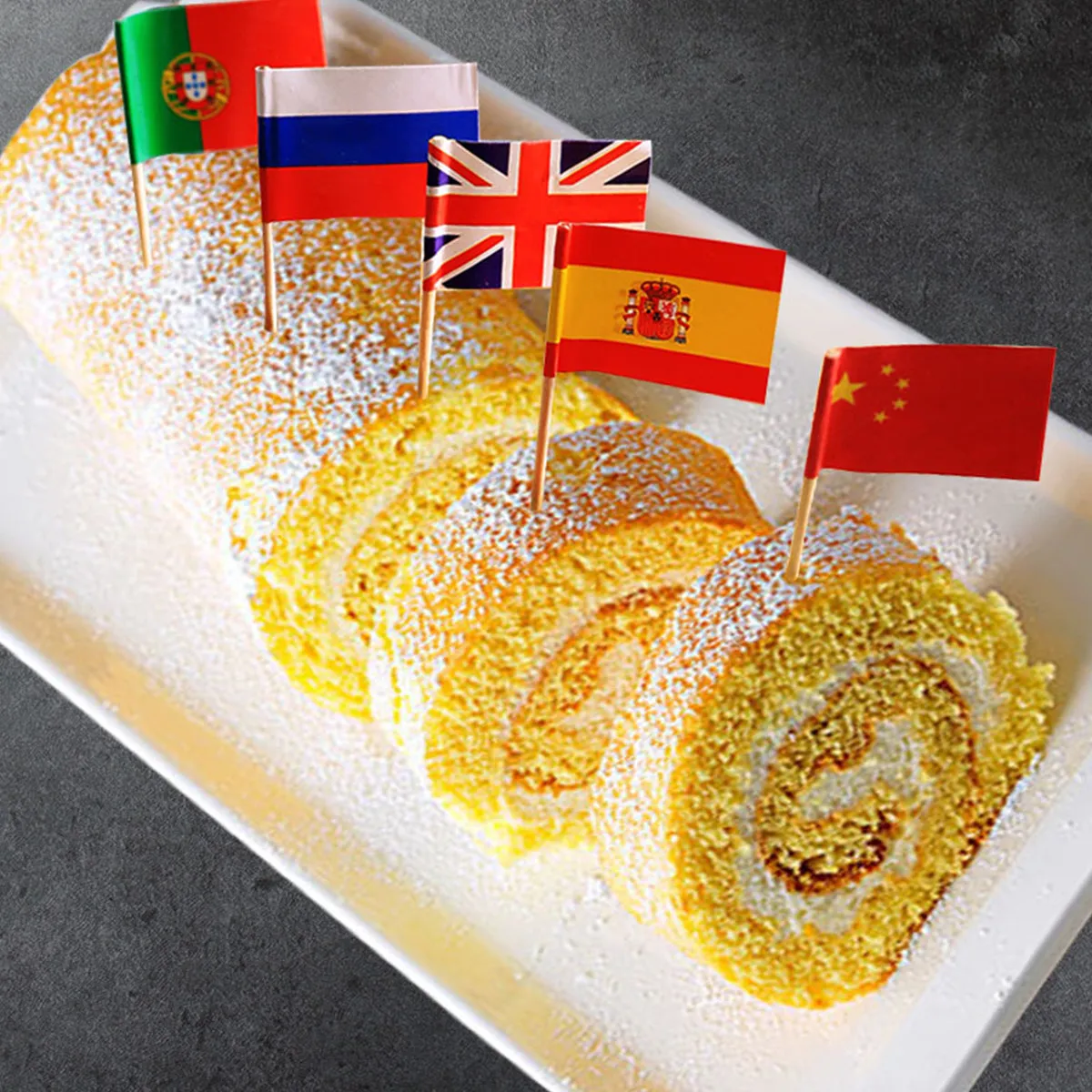 100Pcs World Flag Picks National Flags Sticks Fruit Toppers Cocktail Skewers Appetizer Decor for Theme Parties International