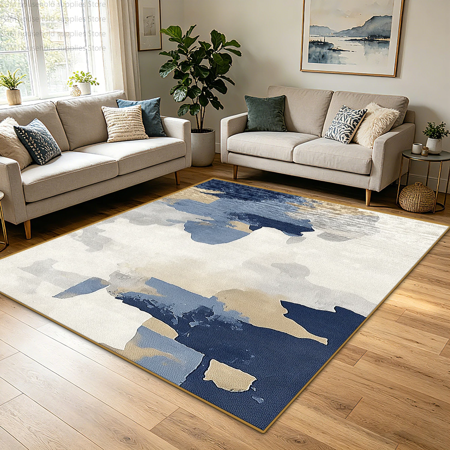 Modern Minimalism Solid Watercolor Abstract Carpet for Living Room Decorative Large Rug Soft Non-slip Bedroom Washable Floor Mat