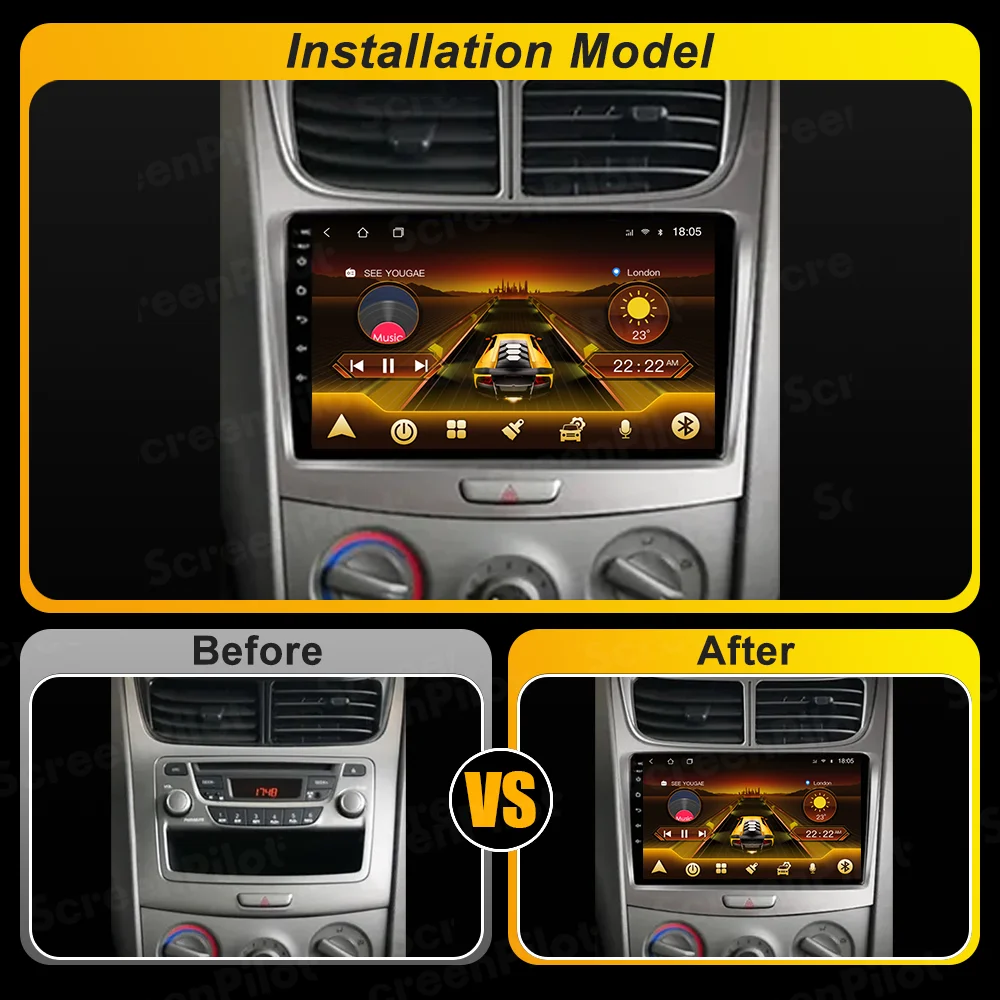 Android 16 For Chevrolet Sail 2009 - 2014 Car Radio Stereo Head Unit Multimedia Video Player GPS Navigation 2K QLED 9 Inch RDS