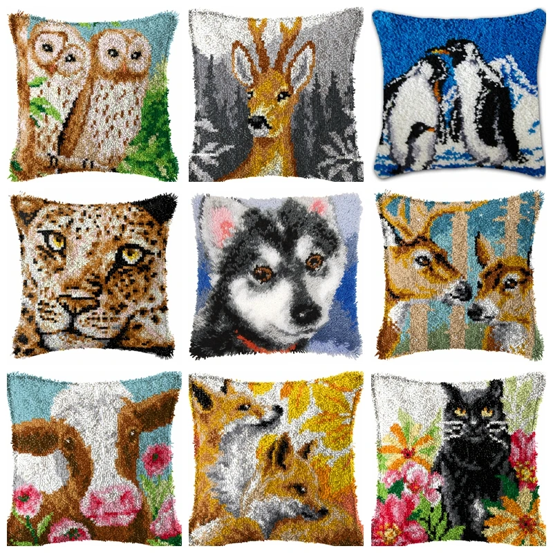 

Волк, тигр, кошки, животные, наборы крючков-защелок, наволочка Smyrna, подушка с узлом, посылка для вышивания, набор крючков-защелок для рукоделия, сделай сам