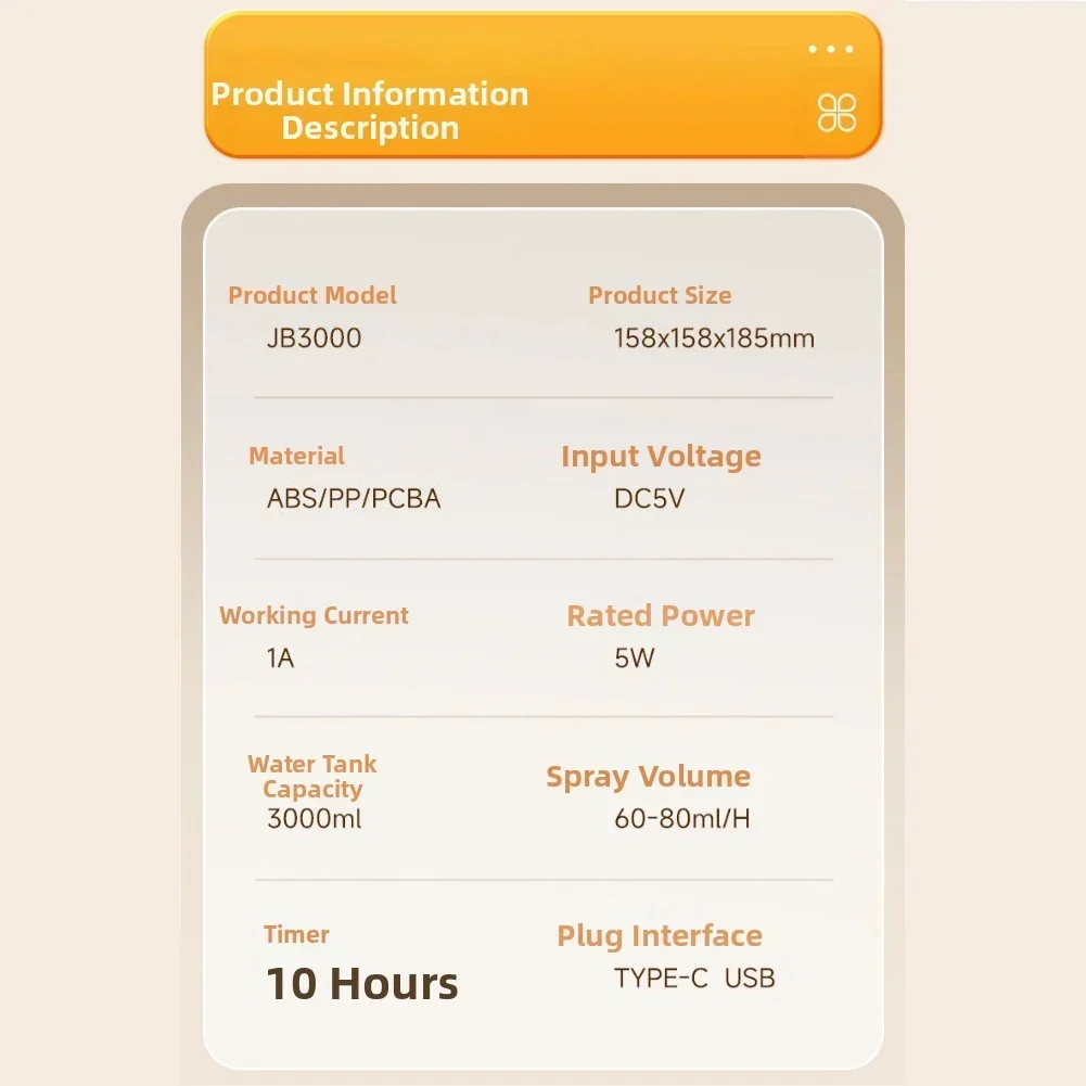 

Nighttime Routine Double Spray Humidifier 3L Tank Humidifier Silent Operation Adjustable Fog Output 3L Water Tank