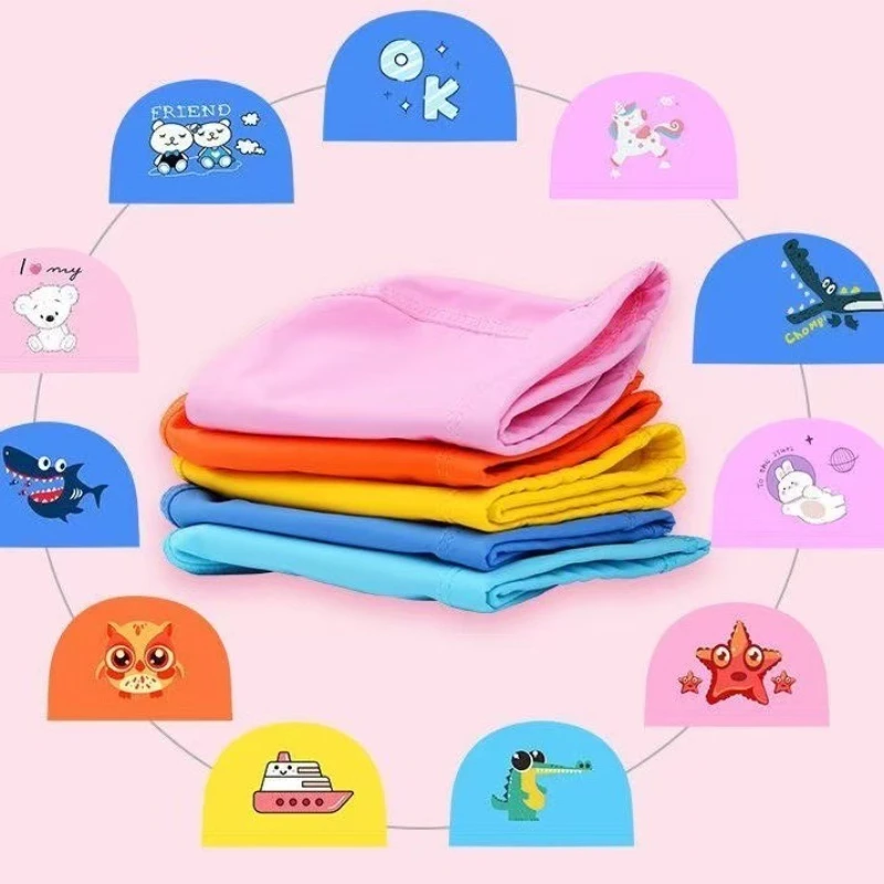 أطفال قبعة السباحة للماء بولي Fabric النسيج لطيف الكرتون الحيوان دولفين حماية آذان الشعر الطويل بنين بنات قبعات حمام سباحة مريحة