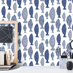 PVC Thickened impermeable frosted decorative stickers for bathroom walls, DIY self-adhesive geometric fish art patterns