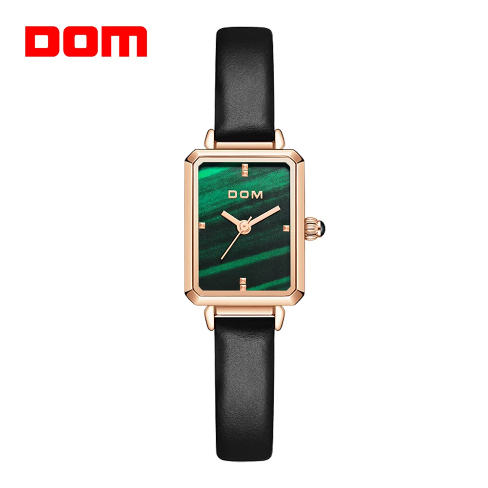 DOM Ladies Watch Small Green Disk Fashion Luxury Trend Casual Waterproof Swimming Leather Women\'s Watch Free free mail G-1337