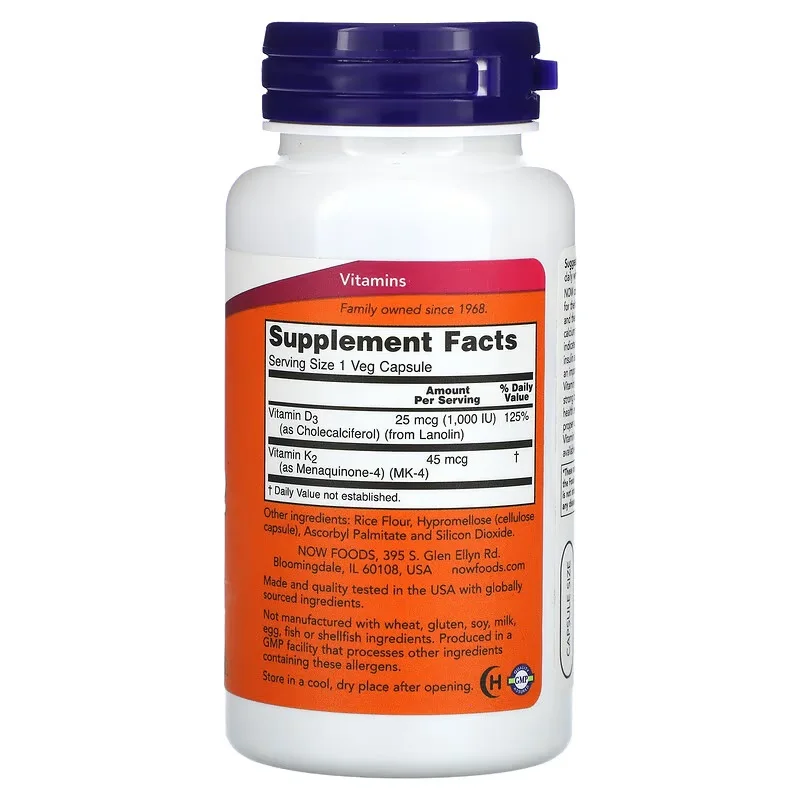 Vitamin D3K2 D3&K2- Promote Calcium Absorption and Strengthen Bones 120 Tablets