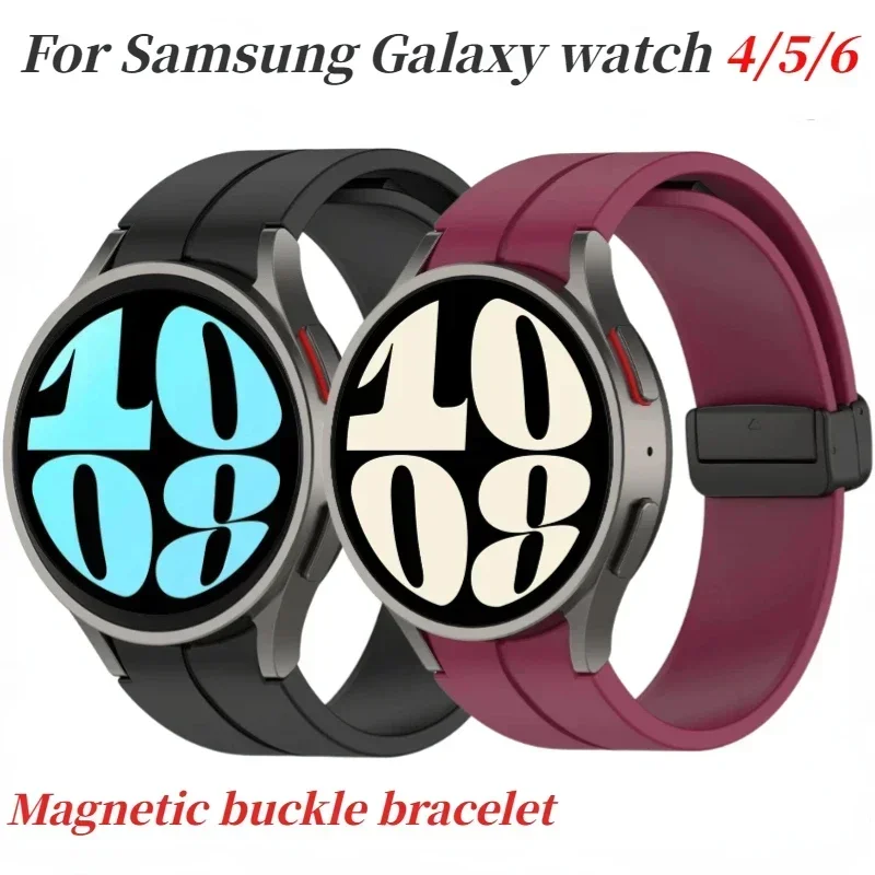 20 mm Silikonarmband für Samsung Galaxy Watch 6/4 Classic 5 Pro 45 mm Armband mit magnetischer Schnalle Galaxy Watch 4/5/6/7 44 mm 40 mm