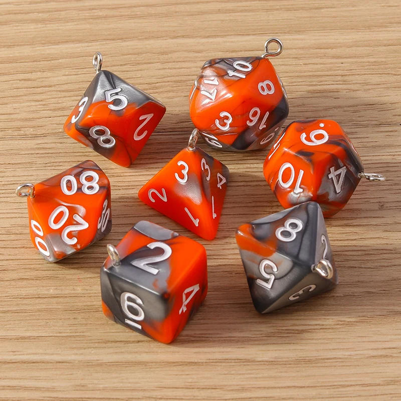 Tusember 7 Stück/Set Würfel-Anhänger aus Harz und Acryl, Würfel-Charms für Spiele, zum Schmuckbasteln, DIY-Ohrringe, Halsketten, Bastelzubehör – Detail 14