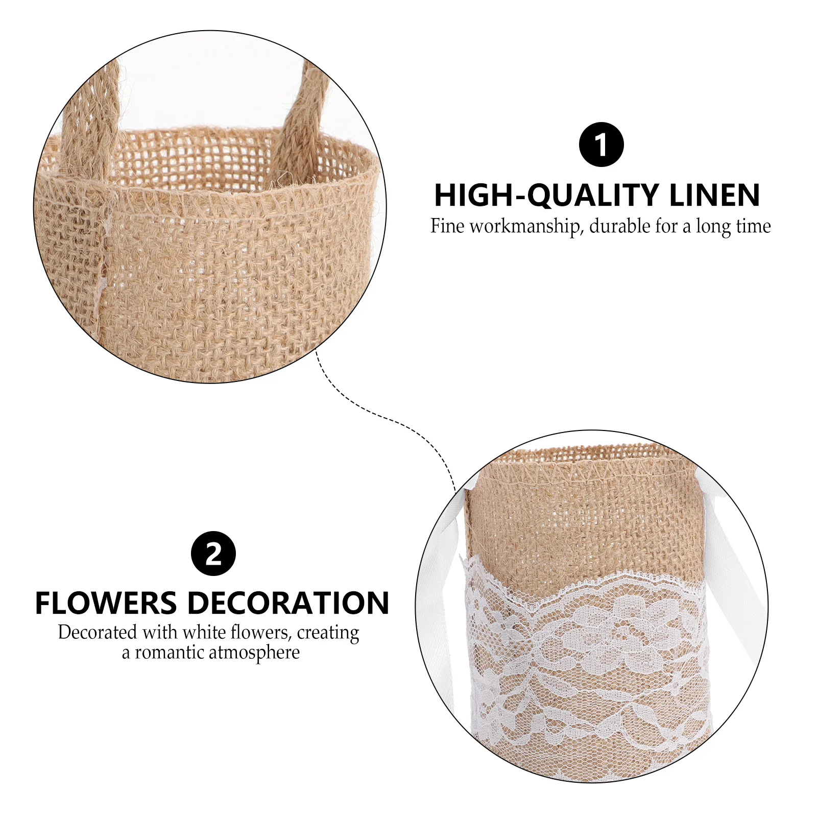 2 Pcs Wedding Flower Basket Girl Baskets for Weddings Ivory Favors Burlap Bride Gifts