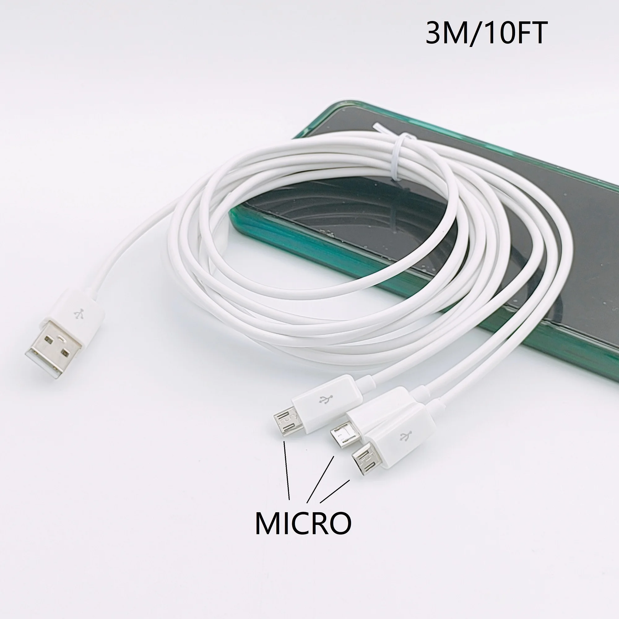 3meter 10ft 3 in 1 Micro USB Charging Cable Power 3 Micro Android Devices At Once