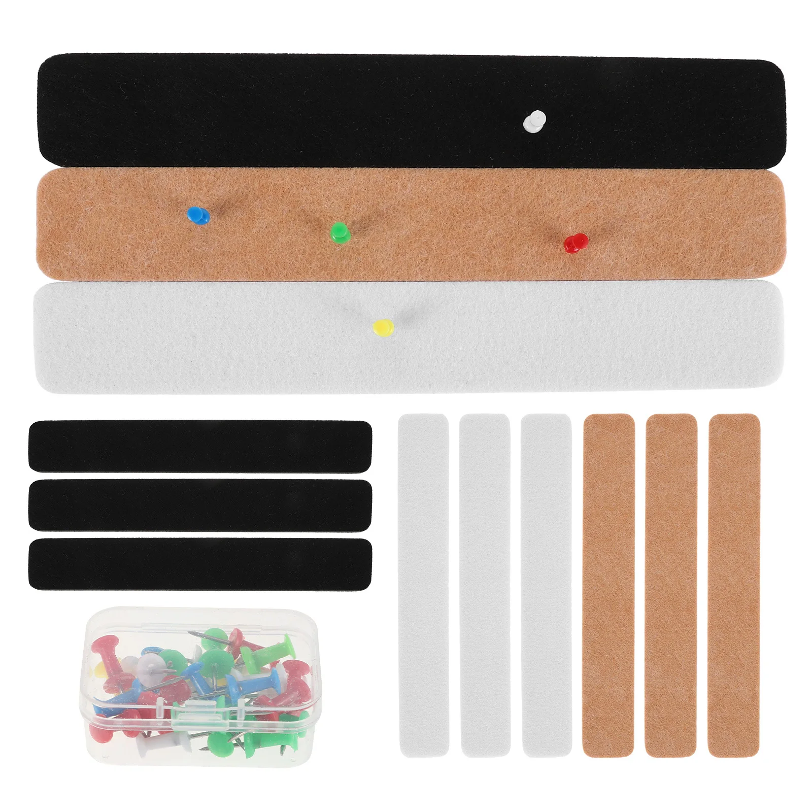 

1 set 1 Set Felt Bulletin Strips Push Pins Sticky Memo Board For Office Home Wall Decor Adhesive Notice Board Tiles Message Pad