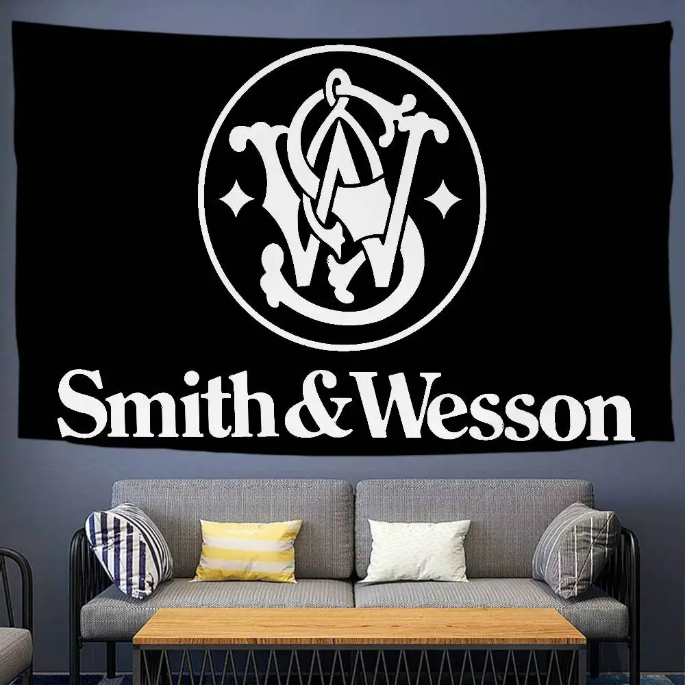 GUN Smith Wesson Printed Large Wall Tapestry Cheap Hippie Wall Hanging Bohemian Wall Tapestries Mandala Home Decor