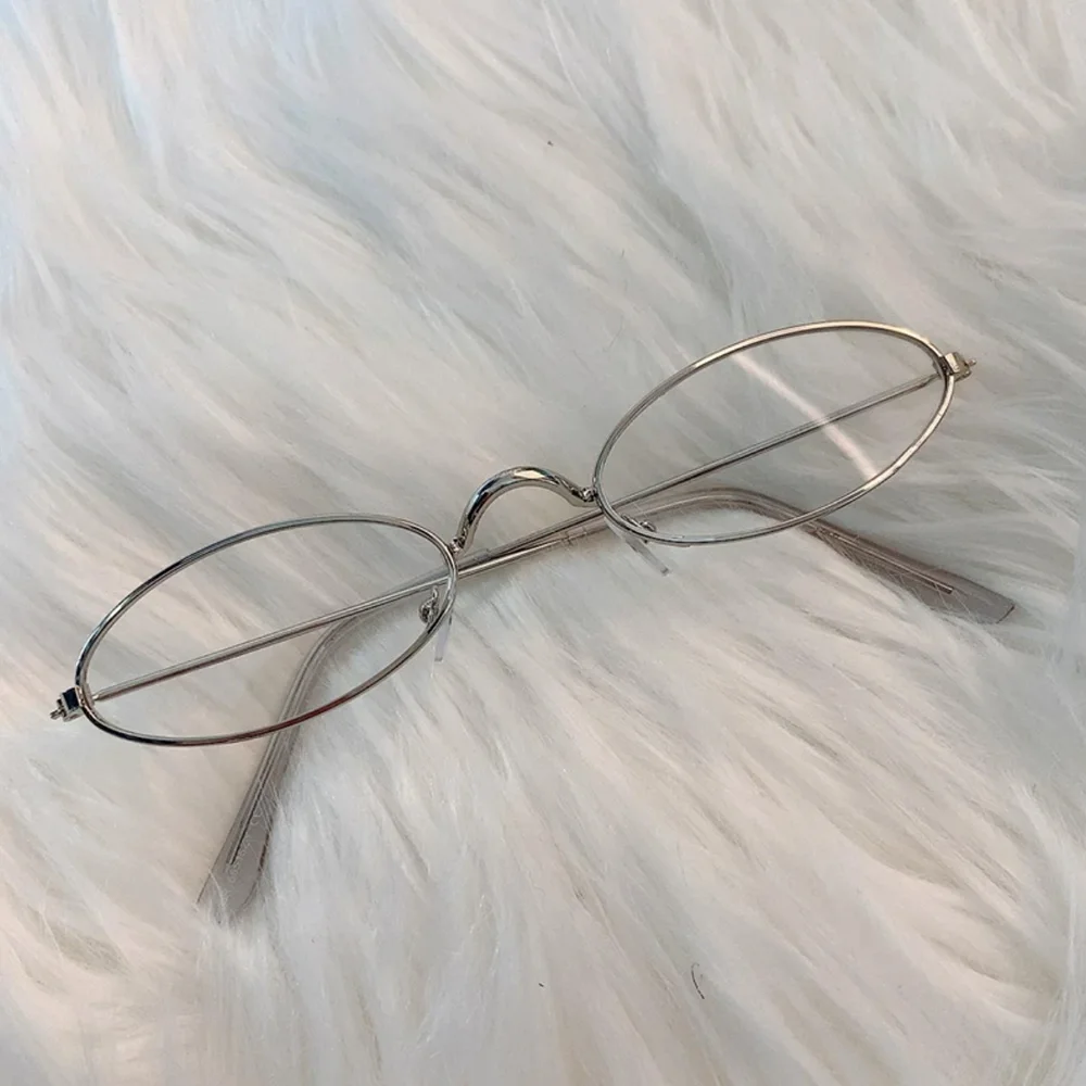 Y2K Small Oval Metal Glasses Women Girls Vintage Decorative Eyeglasses Anti Blue Light  Presbyopic Clear Glass Reading Eyewear